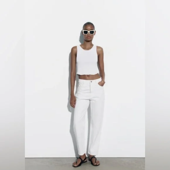 Zara | Jeans | Zara Off White Mom Jeans | Poshmark